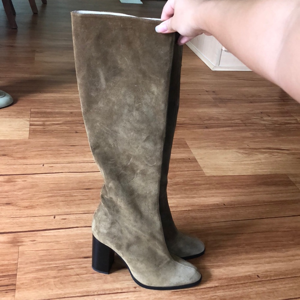 Knee high lather boots